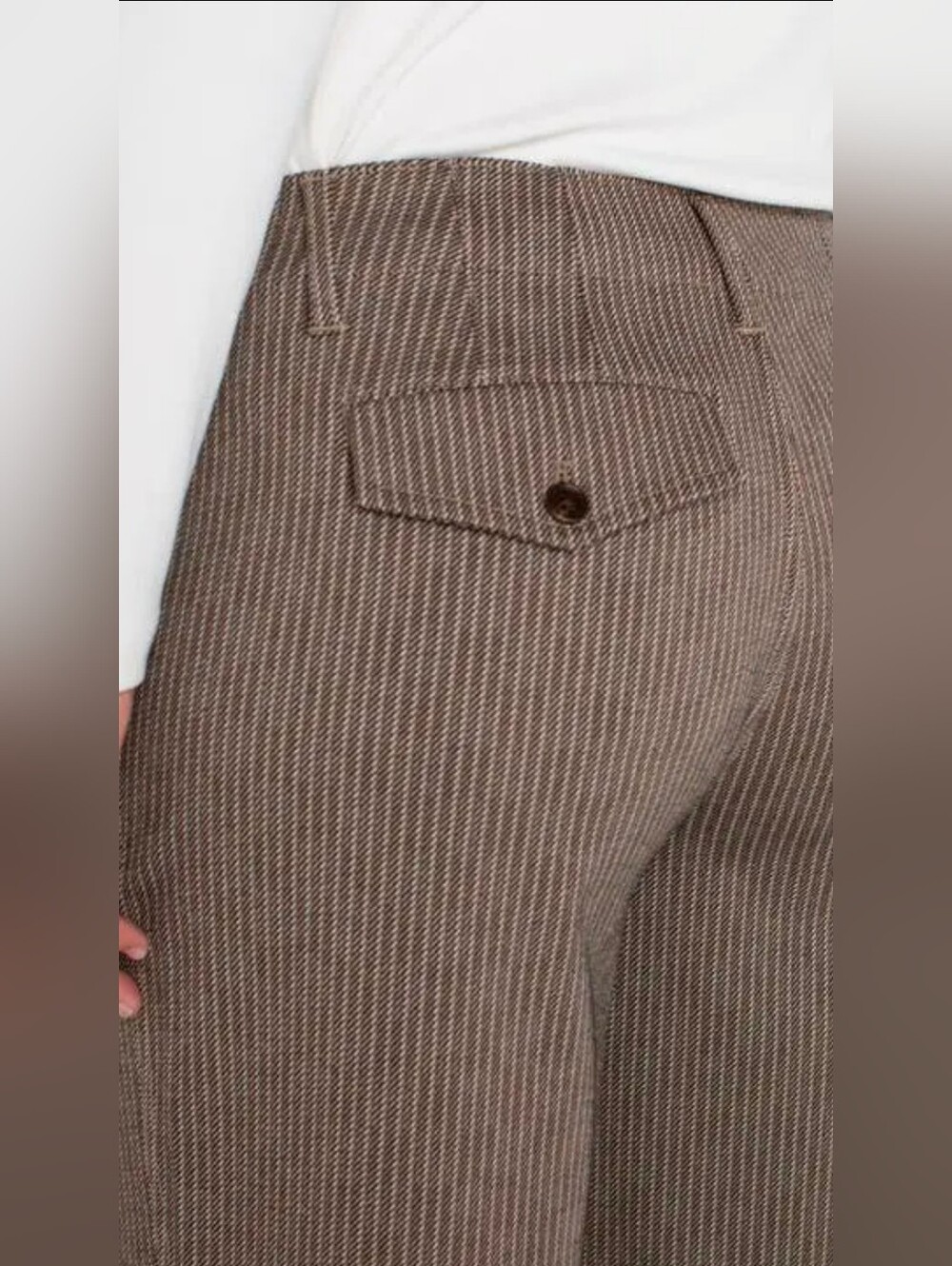 NWT LIVERPOOL CROPPED Wide-Leg Pinstripe Pants in Brown SZ 14/32 - Picture 3 of 10